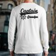 Captain Grandpa Boating Anchors & Wheel Boat Captain Back Print Long Sleeve T-shirt
