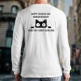 Mens Happy Father's Day Human Servant Your Tiny Furry Overlord Cat Back Print Long Sleeve T-shirt