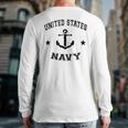 Vintage Veteran Of The United States Navy Seabee Us Military Back Print Long Sleeve T-shirt
