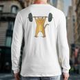 Weightlifting Cat Barbell Fitness Lovers Back Print Long Sleeve T-shirt