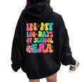 In My 100 Days Of School Era Student Teacher Groovy Retro Women Oversized Hoodie Back Print Black