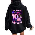 10Th Birthday Girl 10 Years Painting Art Number 10 Women Oversized Hoodie Back Print Black