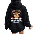 2Nd Grade Teacher Christmas Second Grade Squad Reindeer Xmas Women Oversized Hoodie Back Print Black