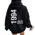 30Th Birthday 30 Years Old Vintage 1994 Women Oversized Hoodie Back Print Black