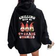 4Th Grade Teacher Christmas Chilling With My Gnomies Fourth Women Oversized Hoodie Back Print Black