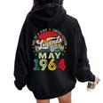 60 Years Old Vintage May 1964 60Th Birthday Women Women Oversized Hoodie Back Print Black