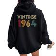 60Th Birthday 60 Years Old Retro Vintage 1964 Women Oversized Hoodie Back Print Black