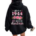 80 Year Old Made In 1944 Floral 80Th Birthday Women Women Oversized Hoodie Back Print Black