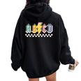 Abcd Back In Class First Day Back To School Teacher Student Women Oversized Hoodie Back Print Black