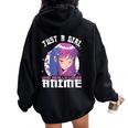 Anime For N Girls Just A Girl Who Loves Anime Women Oversized Hoodie Back Print Black