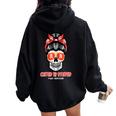 Anti Valentines Day Cupid Is Stupid Skull Messy Bun Women Women Oversized Hoodie Back Print Black