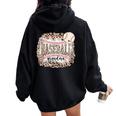 Baseball Grandma From Grandson Leopard Softball Mother's Day Women Oversized Hoodie Back Print Black