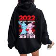 Becoming A Sister 2022 Bunny Baby Sibling Announcement Women Oversized Hoodie Back Print Black