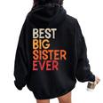 Best Big Sister Ever Sibling Vintage Distressed Big Sister Women Oversized Hoodie Back Print Black