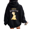 Big Sister Giraffe Become Sister Women Oversized Hoodie Back Print Black