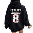 Birthday Boy 8 Baseball Its My 8Th Birthday Boys Girls Women Oversized Hoodie Back Print Black