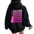 Birthday Taylor First Name Personalized Birthday Party Women Oversized Hoodie Back Print Black