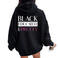 Black Educated And Pretty Kente Pattern West African Style Women Oversized Hoodie Back Print Black