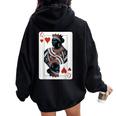 Black Queen Of Hearts Card Deck Game Proud Black Woman Women Oversized Hoodie Back Print Black