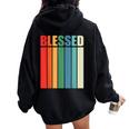 Blessed Christian Faith Inspiration Quote – Vintage Color Women Oversized Hoodie Back Print Black