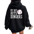 My Boy Hits Dingers Baseball Mom Dad I Hit Dingers Women Oversized Hoodie Back Print Black
