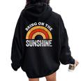 Bring On The Sunshine Vintage Rainbow Retro Sunshine Women Oversized Hoodie Back Print Black