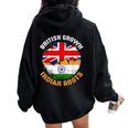 British Grown Indian Roots Vintage Flags For Women Women Oversized Hoodie Back Print Black