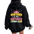 Brother Of The Birthday Princess Girl Matching Family Women Oversized Hoodie Back Print Black