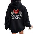 Buffalo Plaid One Loved Grandma Heart Valentine's Day Women Oversized Hoodie Back Print Black