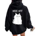 Cat Themed For Meow Cat Hiss Off Women Oversized Hoodie Back Print Black