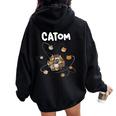 Catom Science Teacher Chemistry Lover Physics School Cat Women Oversized Hoodie Back Print Black