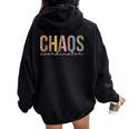 Chaos Coordinator Leopard Teacher Crew Retro School Women Oversized Hoodie Back Print Black
