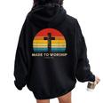 Christian Inspiration Made To Worship Psalm 95 Women Oversized Hoodie Back Print Black