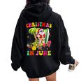 Christmas In June Santa Flamingo Summer Vacation Women Oversized Hoodie Back Print Black