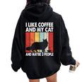 I Like Coffee And My Cat Maybe 3 People Vintage Maine Coon Women Oversized Hoodie Back Print Black