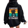 Coffee Because Murder Is Wrong Black Vintage Cat Women Oversized Hoodie Back Print Black