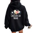 Colored Saying Chocolate Lab Mama Women Oversized Hoodie Back Print Black