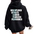 Cool Cheer Disciplined Athlete Leader Fearless Performer Women Oversized Hoodie Back Print Black