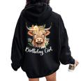 Cow Birthday Girl Mother Girl Mama Woman Family Matching Women Oversized Hoodie Back Print Black