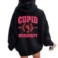 Cupid University Est 1415 Valentines College Women Oversized Hoodie Back Print Black