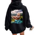 Cute Aloha Sloth Hawaiian Women Oversized Hoodie Back Print Black