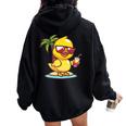 Cute Duck Animal Vacation Beach Women Oversized Hoodie Back Print Black