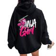 Cute Ninja Fighter Costume Ninja Girl Women Oversized Hoodie Back Print Black