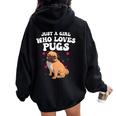 Cute Pug For Girls Dog Owner Puppy Pug Lover Women Oversized Hoodie Back Print Black