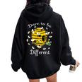 Dare To Be Different Bee Puzzle Cool Autism Awareness Women Oversized Hoodie Back Print Black