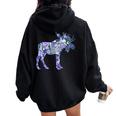 Don't Moose With Me Colorful Floral Moose Wildlife Women Oversized Hoodie Back Print Black