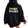 Double Pickleball Trouble Pickle Ball Matching Kid Women Oversized Hoodie Back Print Black