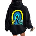 Down Right Amazing Rainbow Down Syndrome Awareness Women Oversized Hoodie Back Print Black
