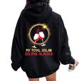 Drinking Wine And Watching My Total Solar Eclipse Glasses Women Oversized Hoodie Back Print Black