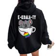 Ekoalaty Rainbow Tea Gay Pride Equality Lgbt Animal Women Oversized Hoodie Back Print Black